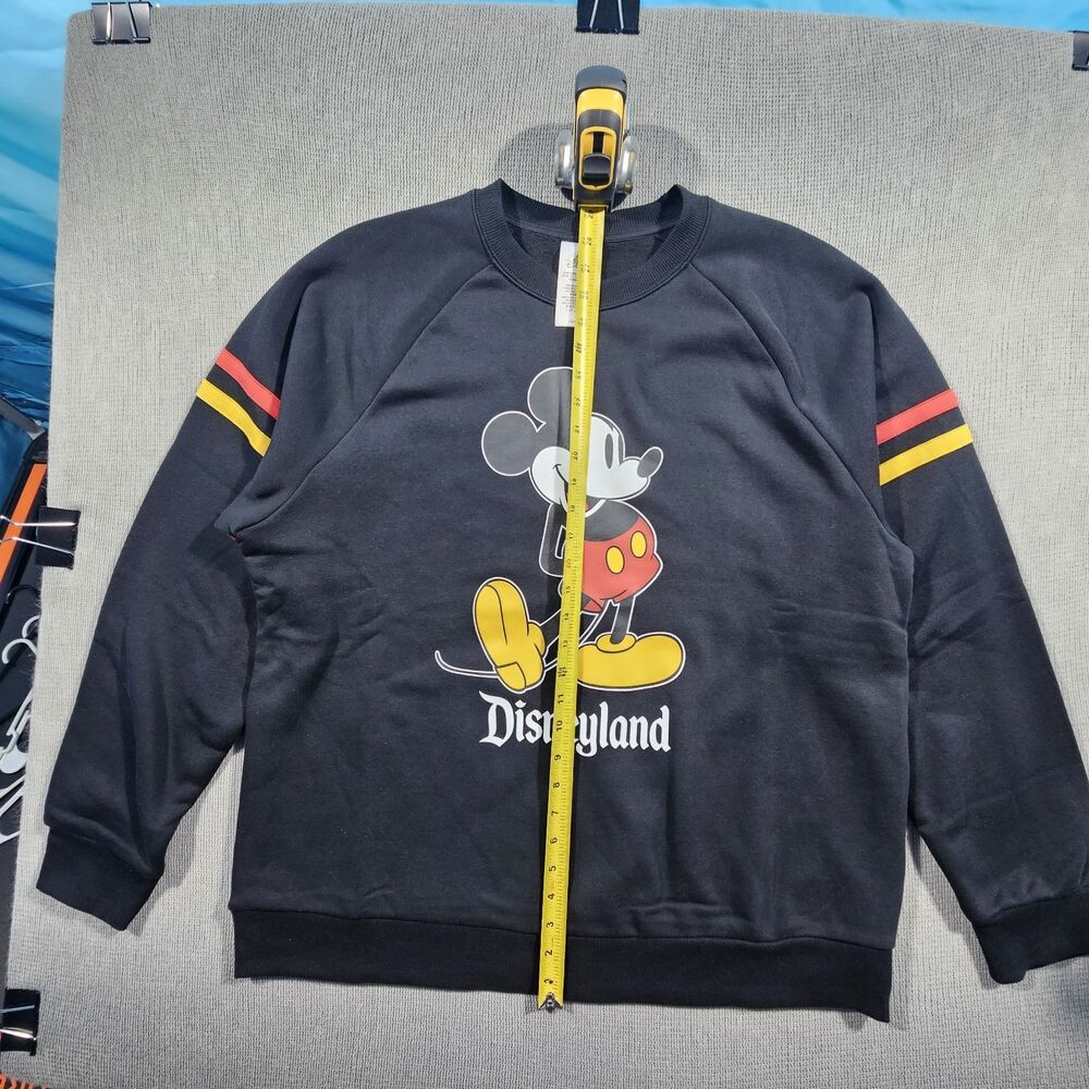 Disney Men's Mickey Mouse Black Pullover Sweatshirt Striped Sleeves XL - Picture 8 of 16